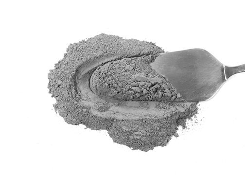 Cement pile, Cement or mortar cray isolated on white background. Building Materials. Grady cement powder isolated on white. 