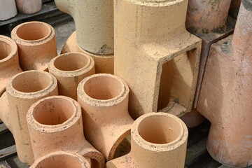 chamotte pipes for chimneys. modular chimney, close-up