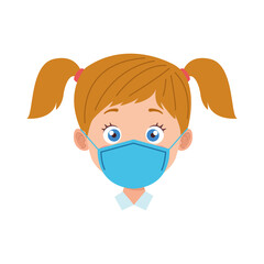 little girl wearing medical mask head character