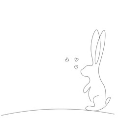 Cute bunny animal love hearts design. Vector illustration