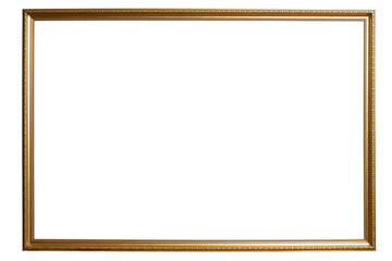 Ornamented golden picture frame. isolated on white background with clipping path