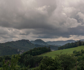 Obraz na płótnie Canvas View for valley near Semmering village in Austria mountains