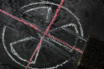 erased nuclear weapon symbol red cross crossed out nuclear weapons concept
