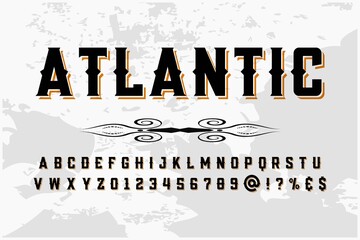 alphabet vintage font, typeface design, black and white style background
