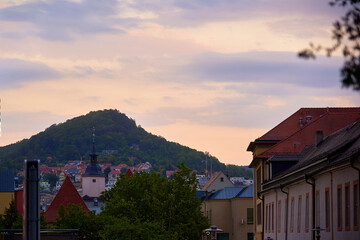 sunset over the evening city