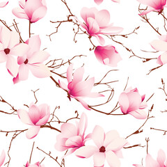 Fototapety  Delikatne kwiaty magnolii bez szwu wektor wzór