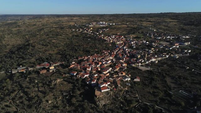 Village in Salamanca,Spain. Aerial Drone Footage