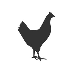 Chicken silhouette, flat icon. Vector illustration.