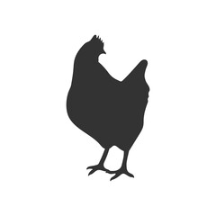 Chicken silhouette, poultry, flat icon.  Vector illustration.