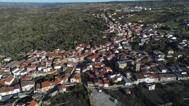 Village in Salamanca,Spain. Aerial Drone Footage