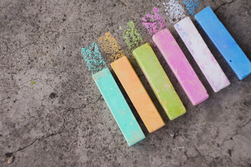 Fototapeta na wymiar Colorful chalks. Copy space. Abstract wallpaper 