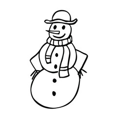Snowman handdrawn doodle vector good for christmas and other winter design.. 