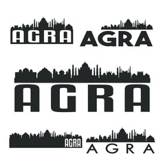 Fototapeta premium Agra India Flat Icon Skyline Vector Silhouette Design Set landmark Logo.