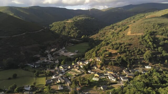Mountains in El Bierzo. Leon,Spain. Aerial Drone Footage