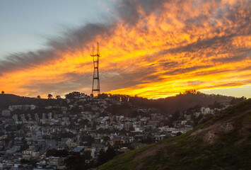 sunset over the city