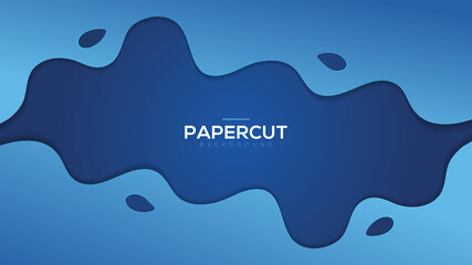 abstract papercut with blue color background