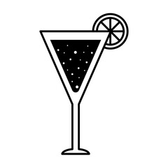 martini glass cup with lemon silhouette style icon design, Alcohol drink bar and beverage theme Vector illustration