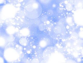 Abstract winter white and blue bokeh background with defocused circles