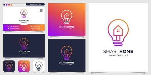 Creative logo for smart home and business card design template, home, smart, creative, Premum Vector