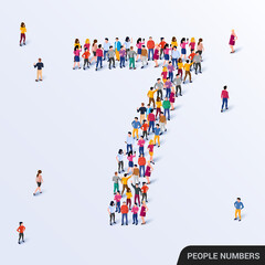 Large group of people in number 7 seven form