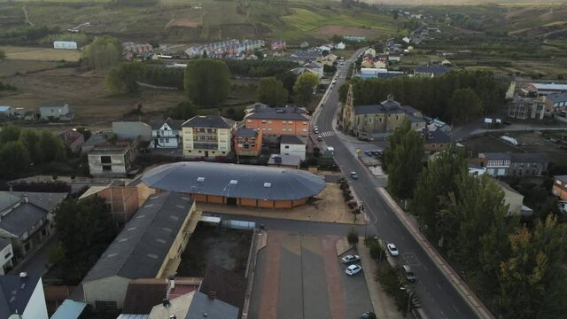 Cacabelos, village of Leon. Spain. Camino de Santiago. Aerial Drone Footage
