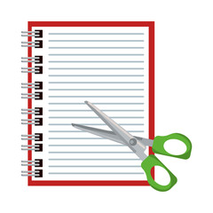 notebook and scissors school supply isolated icon