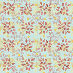 Seamless pattern. Automn floral print is ideal for textiles, printing, utensils and decor items.