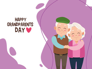 happy grandparents day card with old couple