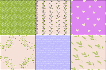 Foliage seamless patterns, collection