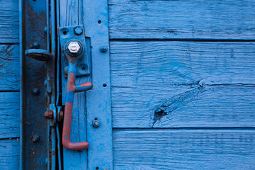 Handle on the doors for the vintage train wagon 