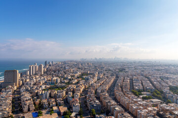 View from a high point of the city of Bat Yam and part of Tel Aviv on the Mediterranean coast....