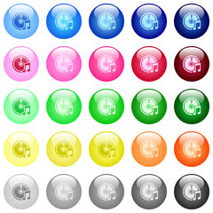 Audio CD icons in color glossy buttons