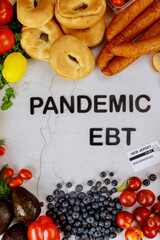 Naklejka na ściany i meble Healthy food on white background with text pandemic ebt.