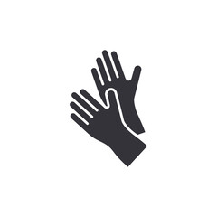 Rubber gloves icon. Latex hand protection sign. Housework cleaning equipment symbol on white background. Vector