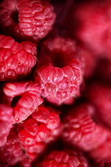 Delicious fragrant homemade raspberry, environmentally friendly, free of nitrates and carcinogens. Close up, macro