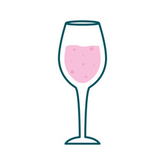 white wine glass cup line and fill style icon design, Alcohol drink bar and beverage theme Vector illustration