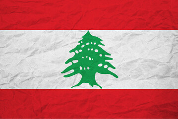 Lebanon Flag on Crumple Paper Texture