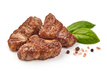 Grilled pork ribs, isolated on white background
