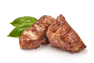 Grilled pork ribs, isolated on white background