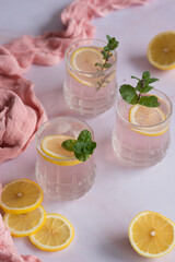 Pink lemonade, lemonade with taste of a rose.