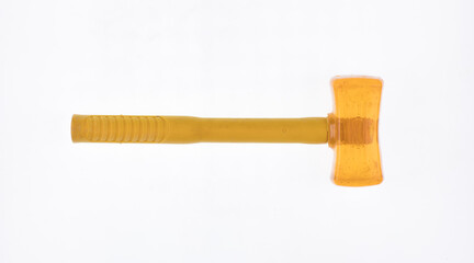 rubber yellow transparent hammer isolated on white background