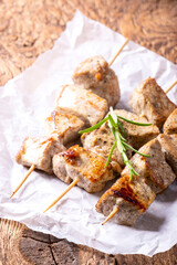 grilled greek souvlaki on white paper