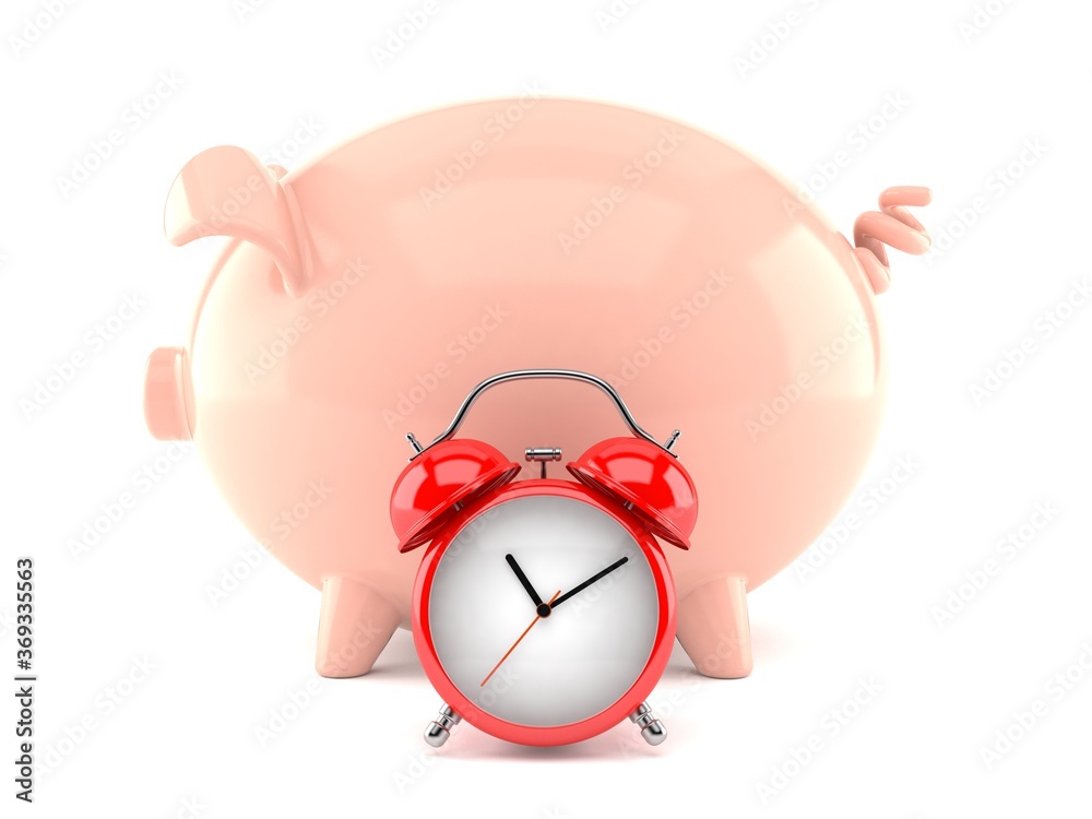 Canvas Prints piggy bank with alarm clock