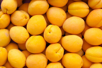 Ripe fresh apricots fruit background