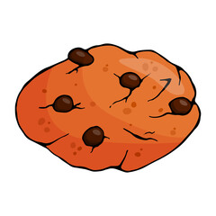 Hand drawn oat cookie isolated on white background. Bakery. Vector illustration.