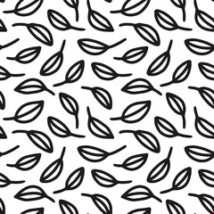 Hand drawn seamless floral background. Endless pattern. Black and white. Great for paper, card, wallpaper, banner, fabric, interior. Vector illustration.