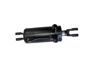 Hydraulic cylinder dumper isolated on white background. New spare parts.	