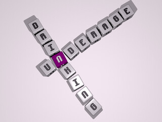 underage drinking combined by dice letters and color crossing for the related meanings of the concept. coffee and woman