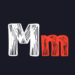 M letter hand-drawn by chalk on a blackboard.