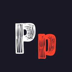 P letter hand-drawn by chalk on a blackboard.